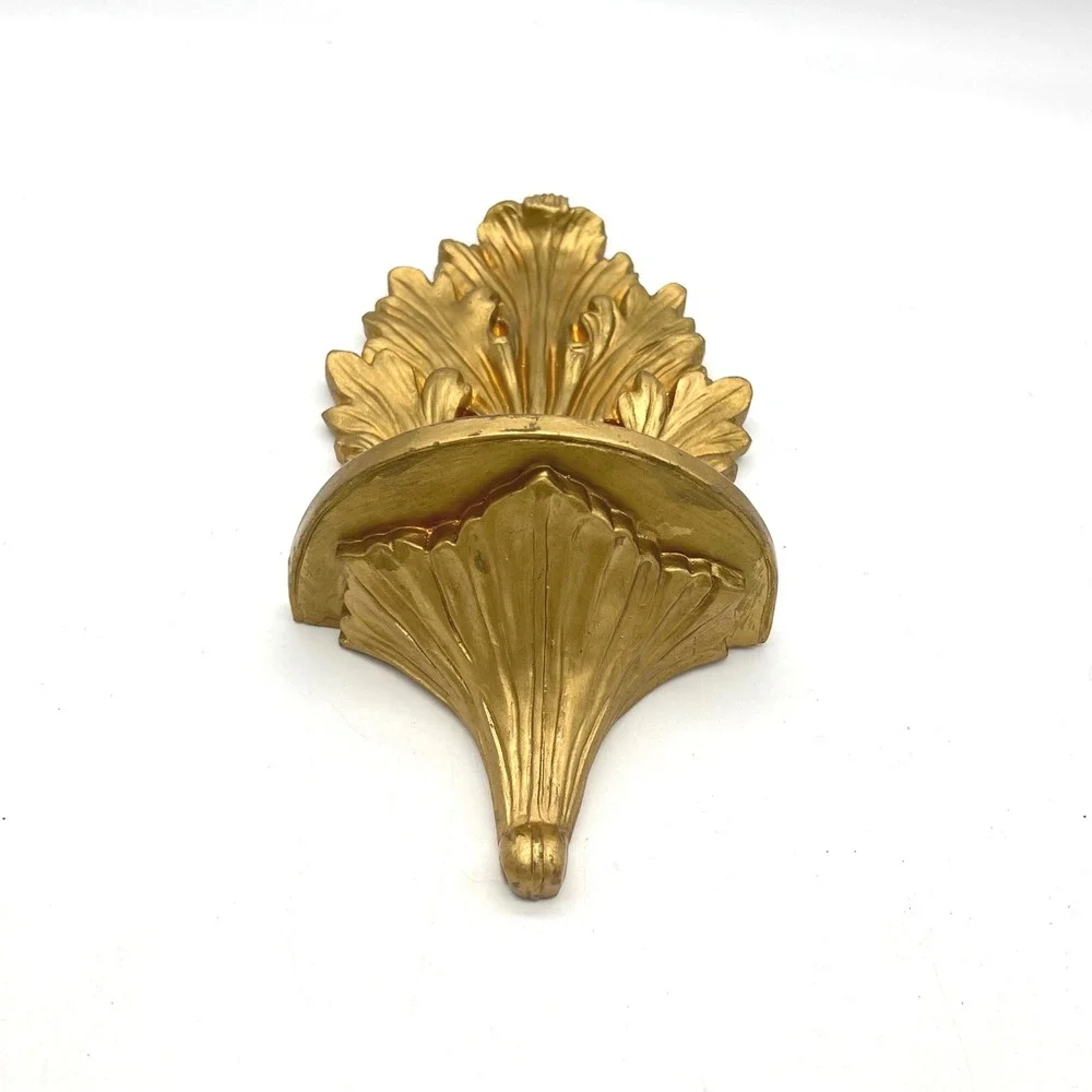 Vintage Style Gold Acanthus Leaf Wall Corbel Floating Shelf Ornate Gilded 9.5in